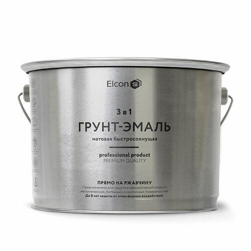 Грунт-эмаль по ржавчине Elcon 3 в 1, матовая, 10 кг, RAL 8017, коричневая
