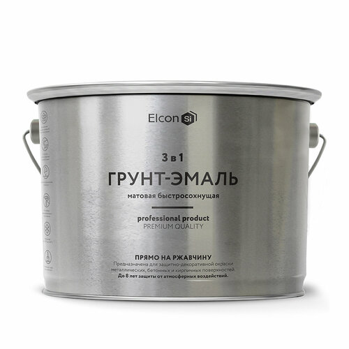 Грунт-эмаль по ржавчине Elcon 3 в 1, матовая, 10 кг, RAL 3002, красная