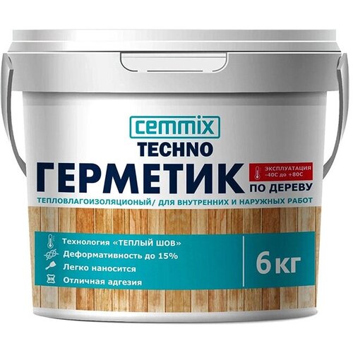 Герметик акриловый для дерева Cemmix Теплый шов, 6 кг, медовый