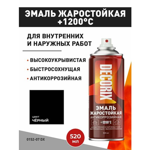 Аэрозольная эмаль жаростойкая +1200С DECORIX 520 мл матовая