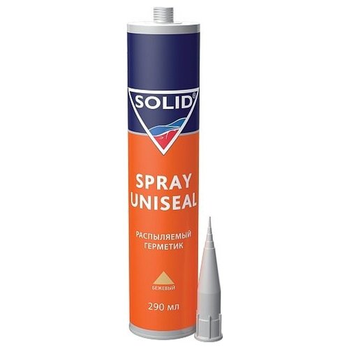 Герметик кузовной SOLID "Spray Uniseal", распыляемый, 1К, эластичный, бежевый, туба, 290 мл.