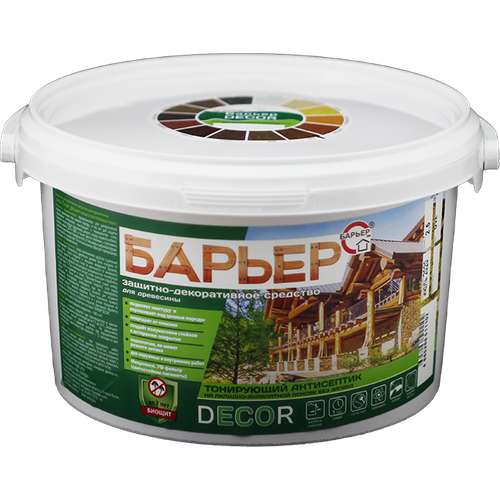 Защитно-декоративный антисептик Барьер Decor, бук, ведро 2,5 кг
