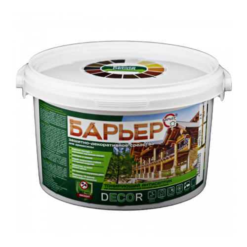 Защитно-декоративный антисептик Барьер Decor, орех, ведро 2,5 кг