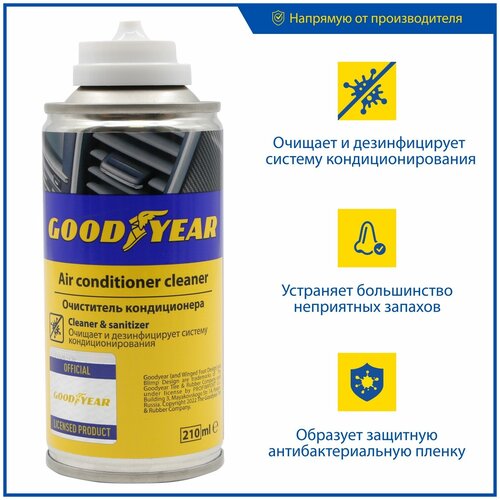Очиститель кондиционера Goodyear, аэрозоль 210 мл (в коробке)