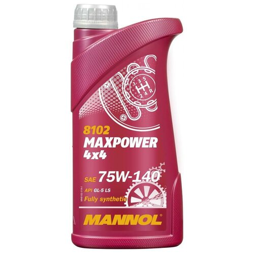 Масло трансмиссионное MANNOL "Maxpower 4x4", 75W-140, синтетическое, 1 л, 8102