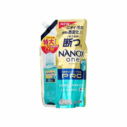 LION Жидкое средство "Top Nanox One PRO" для стирки (максимальное отстирывающее и дезодорирующее действие + сохранение цвета + защита от повреждений, суперконцентрат) 790 г , мягкая упаковка с крышкой