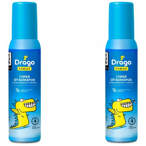 Средство от насекомых репеллентное "Drago FAMILY" (спрей 100мл) 2 шт.