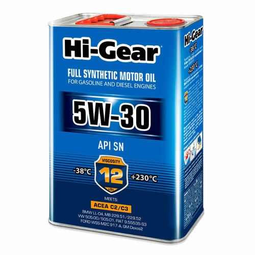 Моторное масло Hi-Gear 5W-30 SN ACEA С2/С3, 4л HG0334