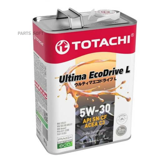 TOTACHI 12104 Масло моторное TOTACHI Ultima EcoDrive L Fully Synthetic SN/CF 5W-30 синтетическое 4 л 4562374690929