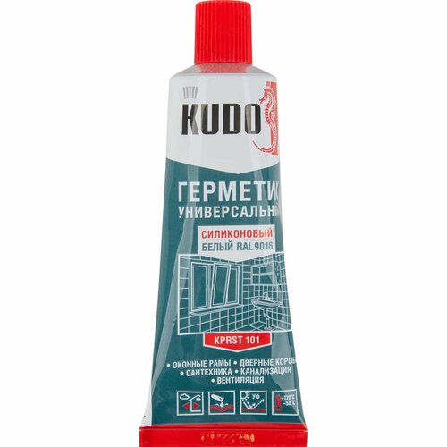 Герметик силиконовый KUDO PRAKTIK универсальный белый, тюбик 85 мл KUDO - 1