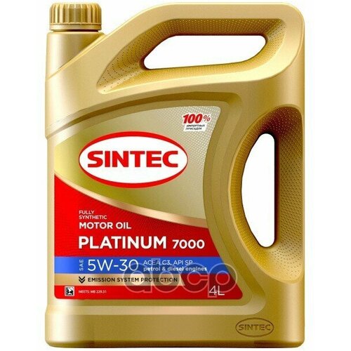 SINTEC Масло Моторное Синтетическое Platinum 7000 5W30 Api Sp Acea C2/C3 4Л