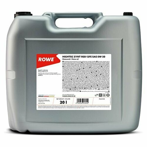 Масло моторное ROWE HIGHTEC SYNT RSB 12FE SAE 0W-30 NEW (20 л)