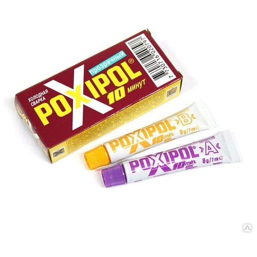 Холодная сварка Poxipol прозрачный (универсальный клей двухкомпонентный Поксипол) 14 мл, 21 гр.