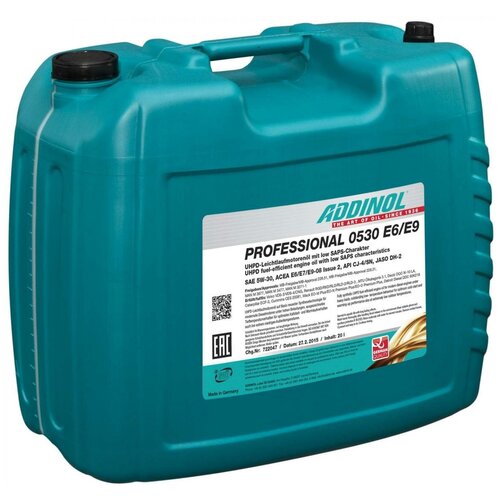 Синтетическое моторное масло ADDINOL Professional 0530 E6/E9 SAE 5W-30, 20 л