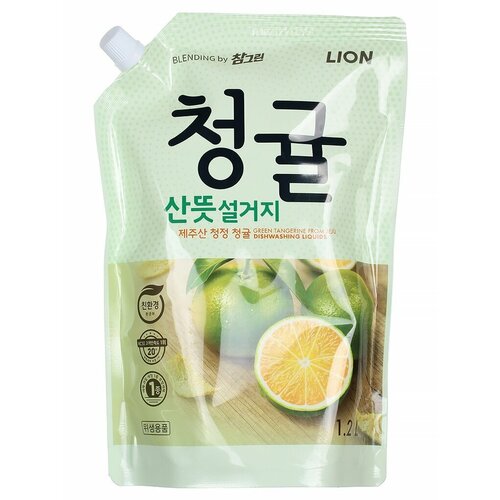 Средство для мытья посуды, овощей и фруктов 1200 мл, CHAMGREEN зеленый цитрус, Lion, 8806325623656