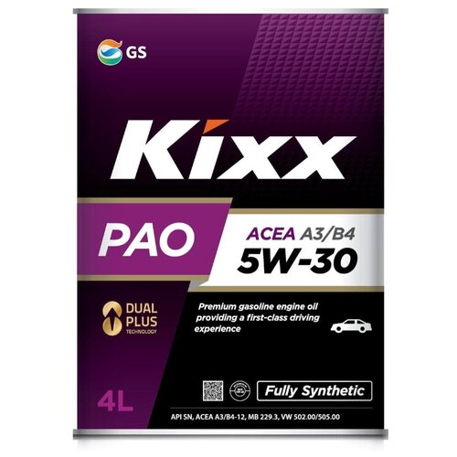 KIXX L209044TE1 Масло моторное Kixx PAO 5w-30 API SN/CF, ACEA A3/B4 4л L209044TE1