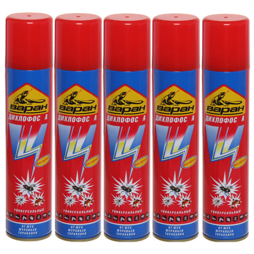 Дихлофос Варан Экстра универсальный от летающих насекомых - мух, комаров, слепней и др, 200 мл . 5 штук