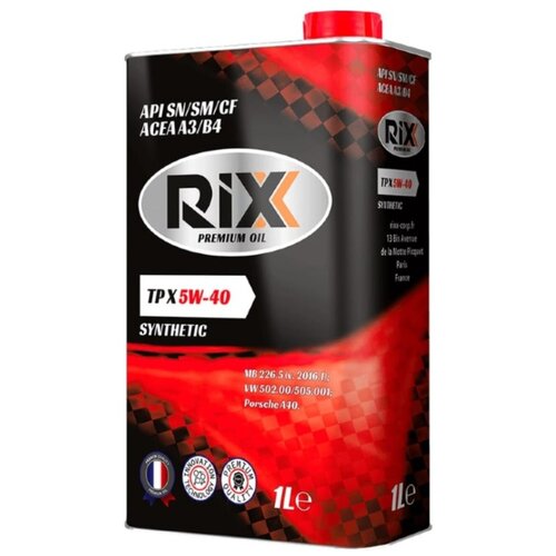 RIXX RX0007TPX Масло моторное 5W-40 RIXX 4 л синтетическое TP X 5W-40 SN/CF ACEA A3/B4 1шт