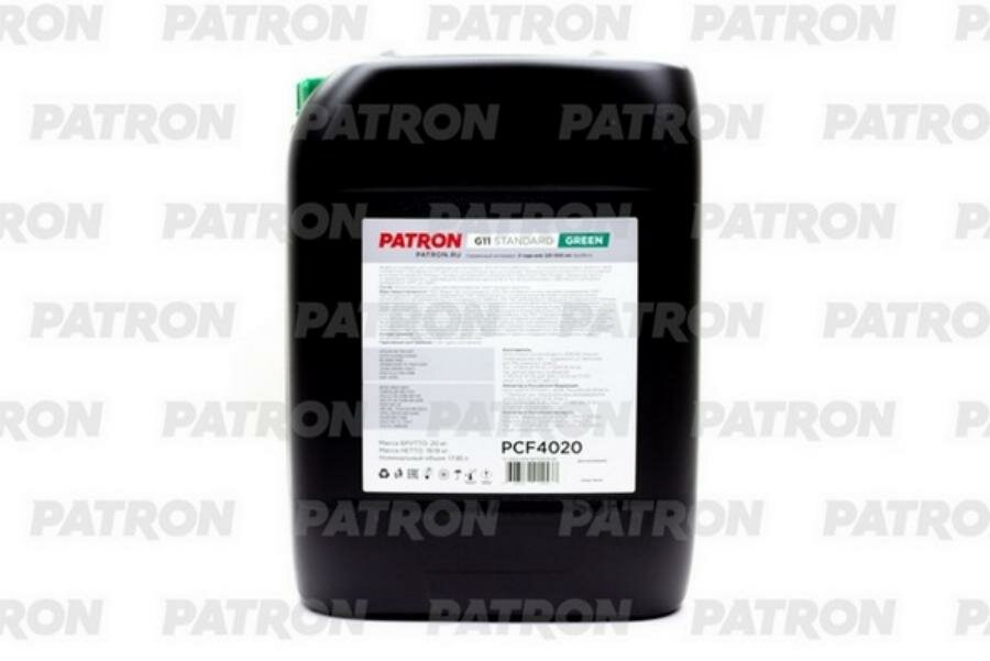 PATRON PCF4020 Антифриз 20кг (17.85л) - зеленый готовый, PATRON GREEN G11, TL 774-C, SAE J1034, N600690, MS-7170, MAN 324 NF, MB 325.0, B0400240, 6901599, 1286083