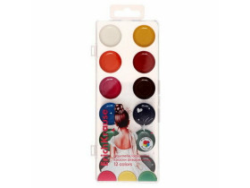 Краски акварельные 12 цветов "Pointes", без кисти, в пластиковой коробке с европодвесом